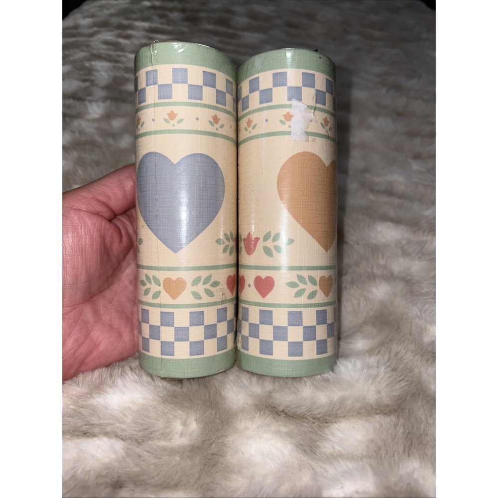 2 Rolls Vintage Coloroll Wallpaper borders Cottagecore Heart Delight Collection
